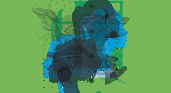 Silhouettes abstraites de femmes sur fond vert